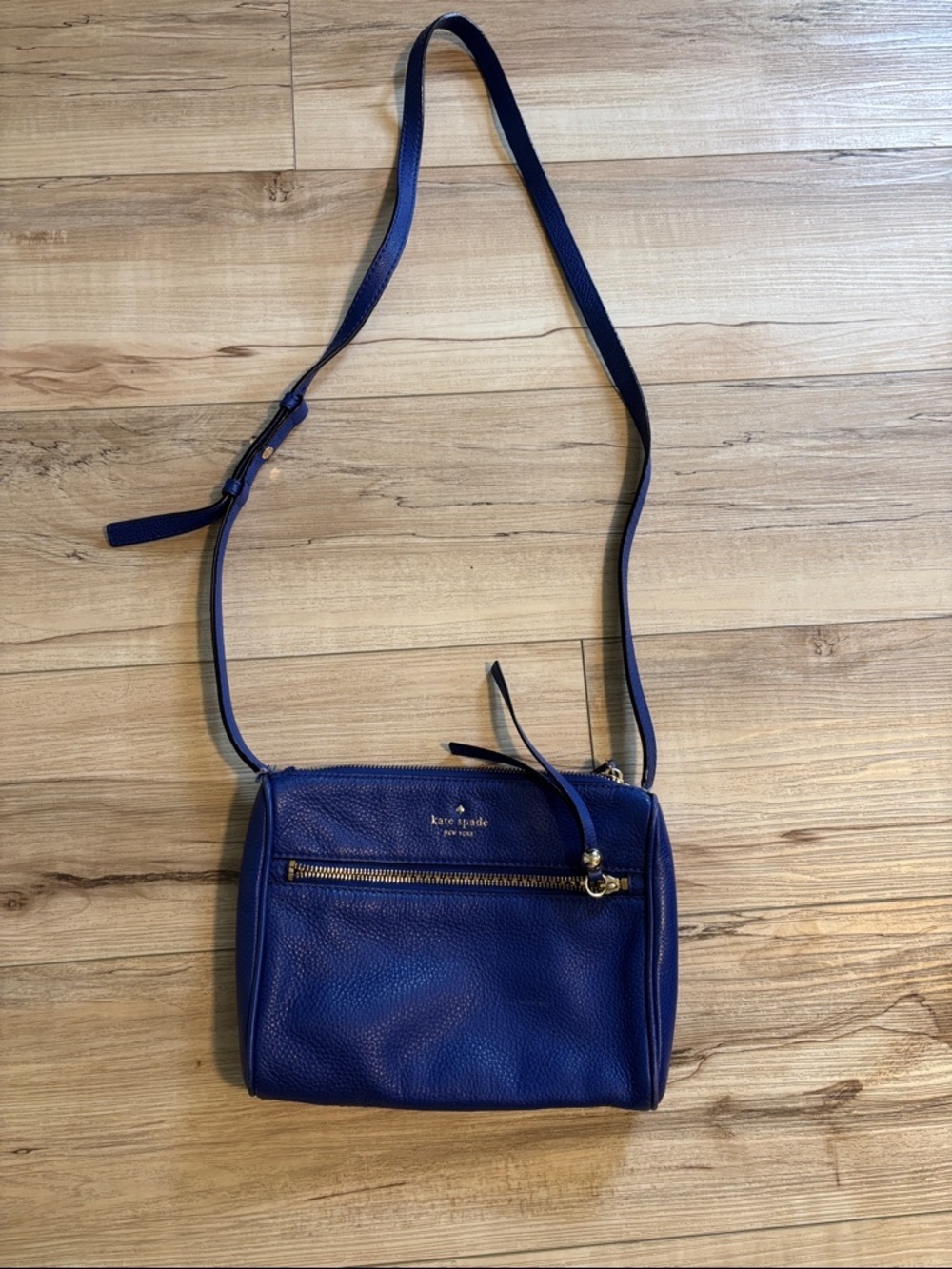 Kate Spade Kate Spade Pebbled Leather Top Zip Crossbody Sapphire
